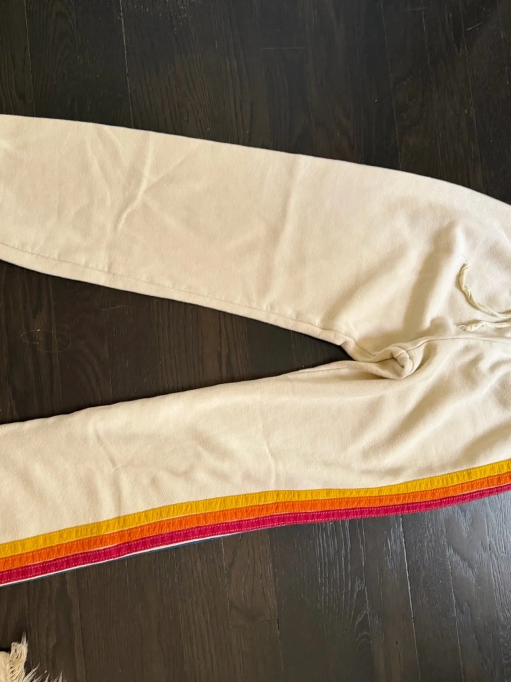 Aviator Nation vintage white joggers Track Pants with Rainbow Side Stripe - Picture 5 of 6